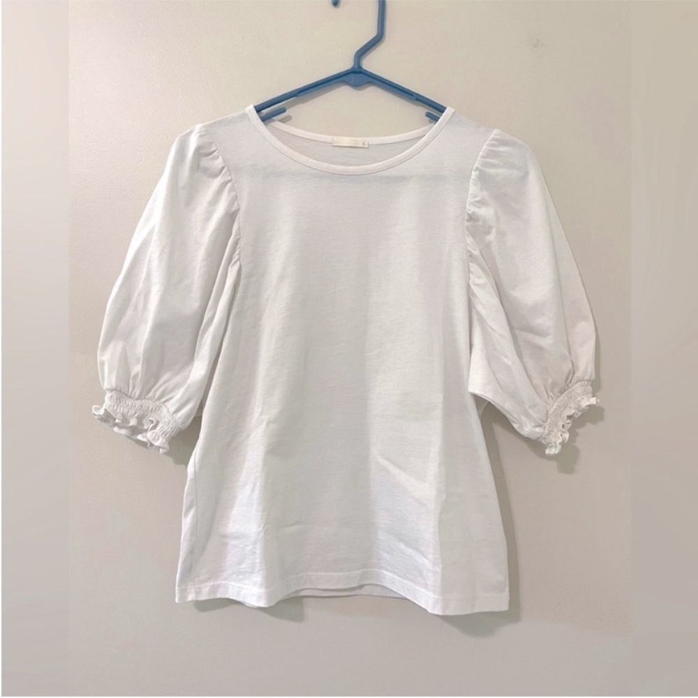 EUC GU (Uniqlo) White Puff Sleeve Tee